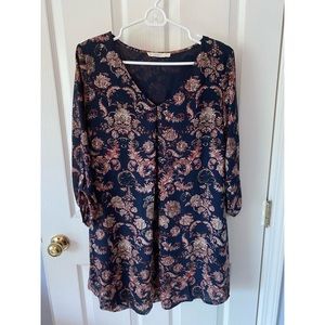 Dry Goods Patterned Navy Shift Dress
